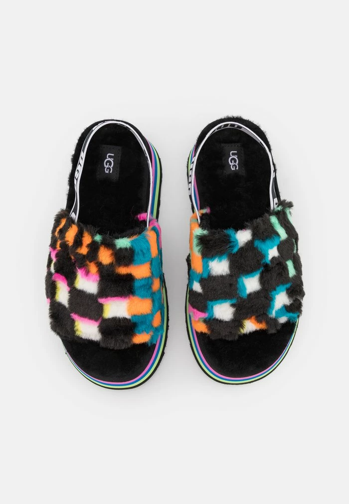 UGG DISCO CHECKS SLIDE - Platform Sandals - Black/multi-coloured - Image 6