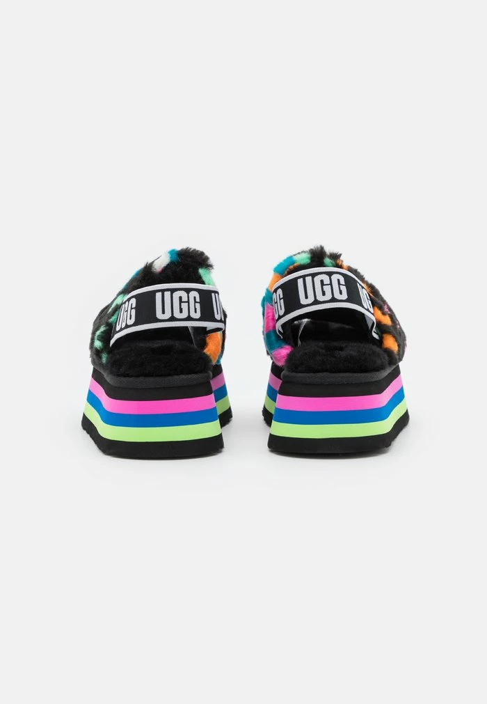 UGG DISCO CHECKS SLIDE - Platform Sandals - Black/multi-coloured - Image 4