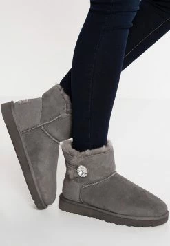 UGG MINI BAILEY BUTTON BLING - Classic Ankle Boots - Grey