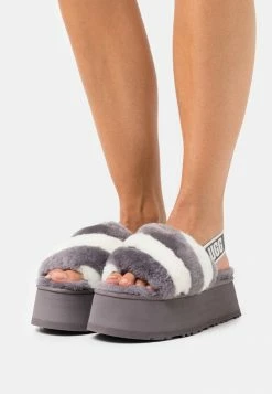 UGG EXCLUSIVE DISCO STRIPE SLIDE - Platform Sandals - Shade/white