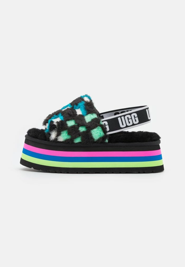 UGG DISCO CHECKS SLIDE - Platform Sandals - Black/multi-coloured - Image 2