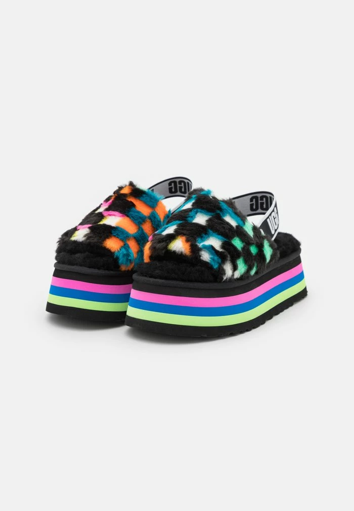 UGG DISCO CHECKS SLIDE - Platform Sandals - Black/multi-coloured - Image 3