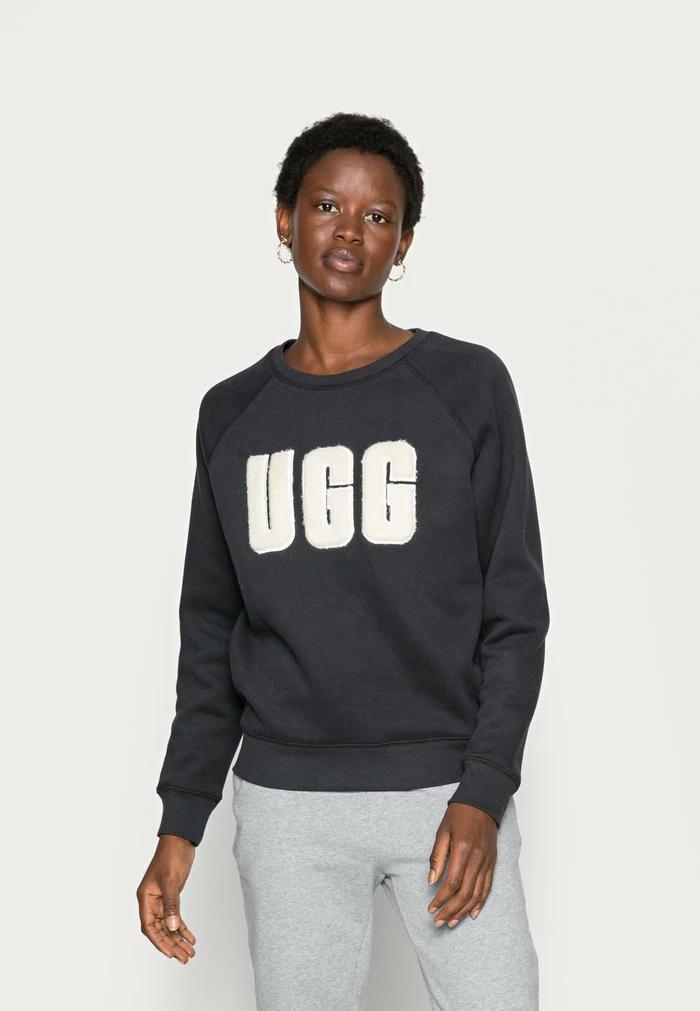 UGG MADELINE FUZZY LOGO CREWNECK - Sweatshirt - Black / Cream